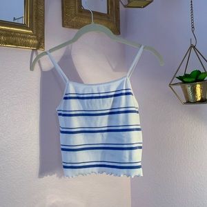 White and blue crop top tank style